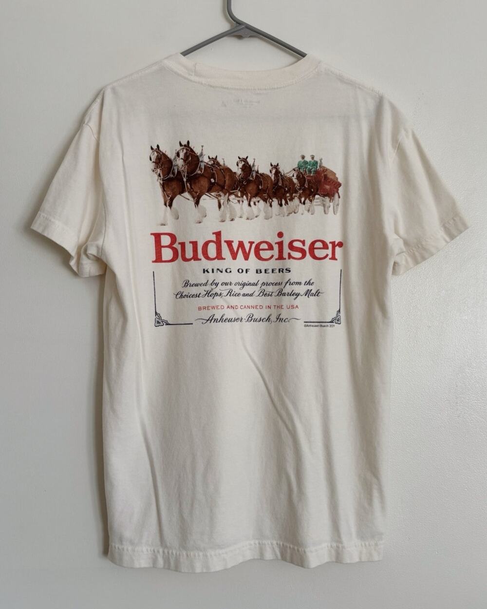 Cream Abercrombie Budweiser Soft A&F Relaxed Tee S